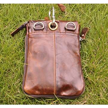 Le'aokuu Mens Genuine Leather Coffee Fanny Small Messenger Shoulder Satchel Waist Bag Pack (Coffee)