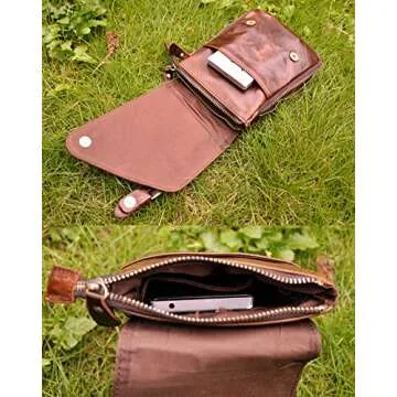 Le'aokuu Mens Genuine Leather Coffee Fanny Small Messenger Shoulder Satchel Waist Bag Pack (Coffee)