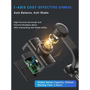 APEXEL 360° Rotation Gimbal Stabilizer - Portable Smartphone Selfie Stick Tripod with Remote