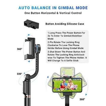 APEXEL Gimbal Stabilizer - Portable Selfie Stick Tripod