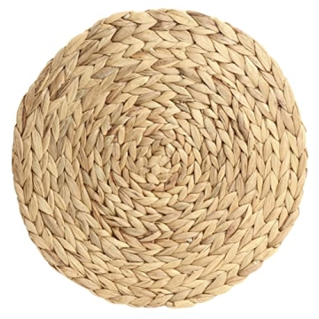 Koyal Wholesale Natural Water Hyacinth Placemats, Set of 4, 13.5 inch Round Mat Weave Charger Plates, Tropical Wedding