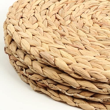 Koyal Wholesale Natural Water Hyacinth Placemats, Set of 4, 13.5 inch Round Mat Weave Charger Plates, Tropical Wedding