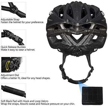 ILM Adult Men & Women Bike Bicycle Helmet, Lightweight Child Youth Mountain Road Cycling Helmets with Dial Fit Adjustment Model B2-21 (Carbon, L/XL)