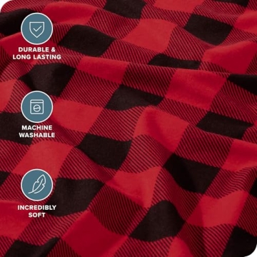 Bare Home Flannel Sheets - 100% Cotton King Set - Buffalo Plaid
