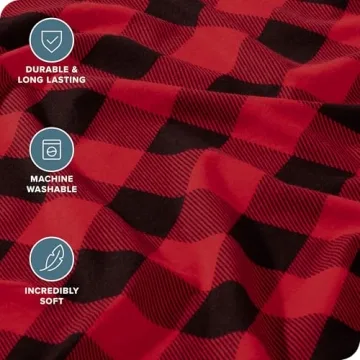 Bare Home Flannel Sheets - 100% Cotton King Set - Buffalo Plaid