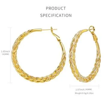 CUOOYINO Gold Hoop Earrings for Women, 925 Sterling Silver Post Chunky Gold Hoops for Women, Gold Plated Hypoallergenic Dangle Earrings Jewelry for Women Trendy