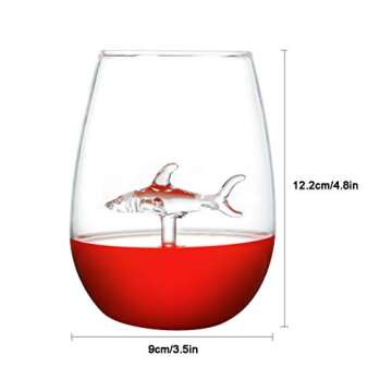 HOMEACC Shark Stemless Wine Glass Set of 2,Premium Crystal,Perfect for Red and White Wines -Lead Fre...