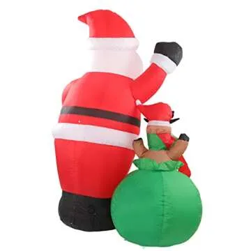 Inflatable Santa Elk,Strong,Inflatable Santa with Reindeer Inflatable Santa Elk Airtight Christmas Decoration LED Inflatable Santa with Reindeer for New Year Festival Decor (US