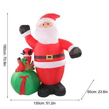 Inflatable Santa Elk,Strong,Inflatable Santa with Reindeer Inflatable Santa Elk Airtight Christmas Decoration LED Inflatable Santa with Reindeer for New Year Festival Decor (US