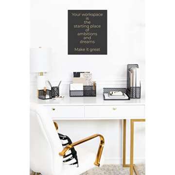 BLU MONACO Black Desk Organizer Set – 6 Piece with Stylish Design for Home & Office