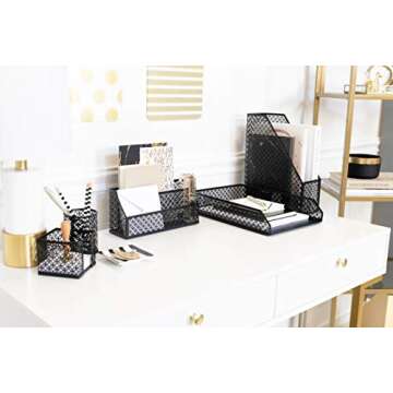 BLU MONACO 6-Piece Black Desk Organizer Set for Stylish Organization