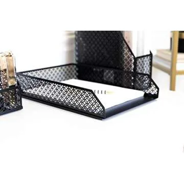 BLU MONACO 6-Piece Black Desk Organizer Set for Stylish Organization