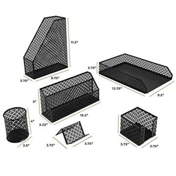 BLU MONACO 6-Piece Black Desk Organizer Set for Stylish Organization