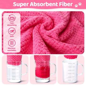 SlowTon Dog Bathrobe - Super Absorbent Dog Towels for Drying Dogs, Quick Drying Dog Robes for After Bath, Soft Dog Towel Wrap, Adjustable Dog Drying Coat for Large Huge Medium Dogs (Pink, XS)