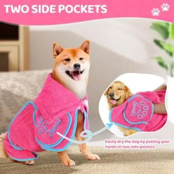 SlowTon Dog Bathrobe - Super Absorbent Dog Towel Wrap