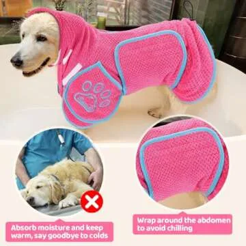 SlowTon Dog Bathrobe - Super Absorbent Dog Towel Wrap