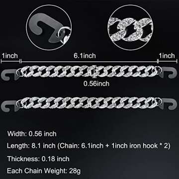 Bling Chain Charms for Clog Shoes Decoration, Luxury Rhinestone Cute Diamond Bear Love Flower Butterfly Crown Designer Jewelry Shoe Accessories for Women Girls Adults Gifts (Silver)