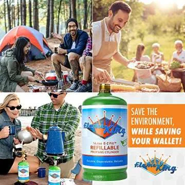 Flame King 1LB Refillable Propane Tank - Eco-Friendly & Safe