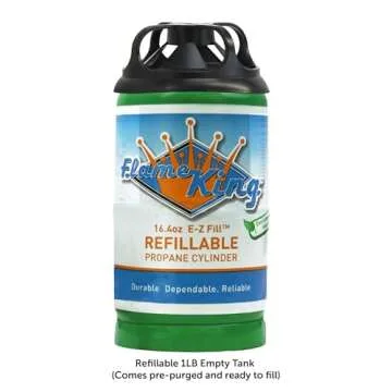 Flame King 1LB Refillable Propane Tank - Eco-Friendly & Safe