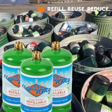 Flame King 1LB Refillable Propane Tank - Eco-Friendly & Safe