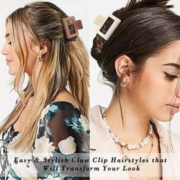 Ahoney 4 Pack Matte Medium Hair Accessories - Stylish Claw Clips - Versatile for All Hair Types