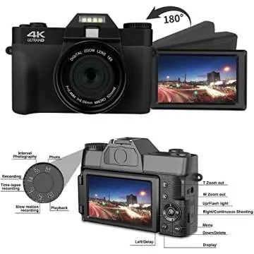 Acuvar 4K 56MP Digital Camera for Photography and Vlogging with WiFi