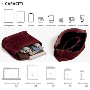 Women Boston Bag Woven Tote Vegan Leather Handbags Female Satchel Messenger Bag Fashion Shoulder Crossbody Bag Casual Hobo