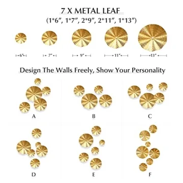 Stylish 3D Gold Wall Decor Set for Home and Office