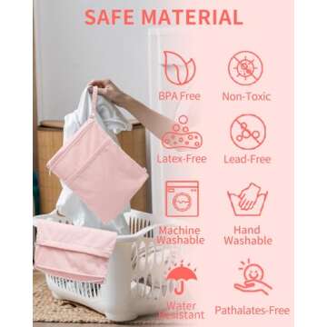 babygoal Wet Dry Bags for Baby Cloth Diapers, Washable Travel Bags, Beach, Pool, Gym Bag for Swimsuits & Wet Clothes with 2 Pockets 3 Pack 3LN09