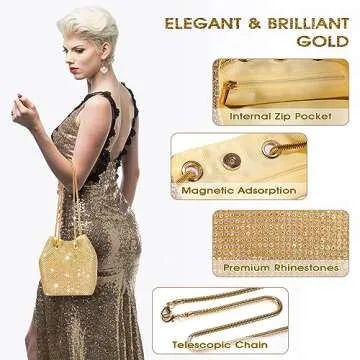 JIAN YA NA Rhinestones Bucket Bag – Elegant Evening Accessory