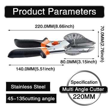 HOHXEN 45-135 Degree Multi Angle Miter Shear Cutter Hand Tools Soft Wood Cutter Black Adjustable Ang...