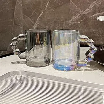 HolaJia Elegant 11OZ Clear Coffee Mug with Beaded Handle