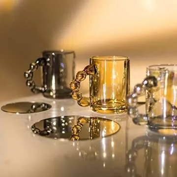 HolaJia Elegant 11OZ Clear Coffee Mug with Beaded Handle