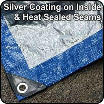 8' x 10' - Tent Shelter Tarp Cover Waterproof Tarpaulin Plastic Tarp Protection Sheet for Contractors, Campers, Painters