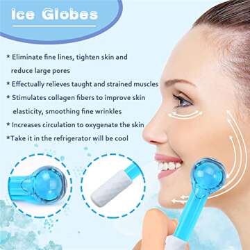 CIBLUTY ICE Globes Small Balls for Eyes, 2 PCS Blue Facial Globes for Massage Tool, Facial Roller Co...
