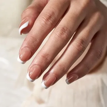 BTArtbox Press-On Nails Short with French Tip - 30 Count Kit