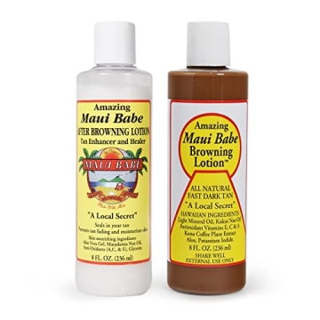 Maui Babe Before And After Browning Lotion, 2-Pack - Natural Tanning Solution Made in USA, 8 Oz