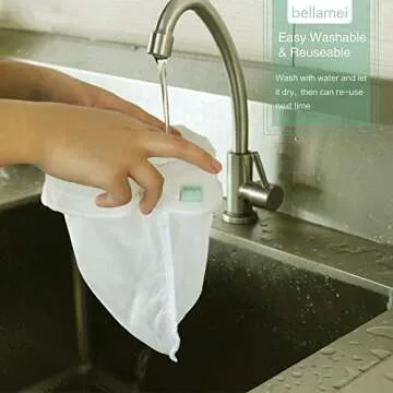 Bellamei Nut Milk Bag Reusable 3 Pack Food Strainer Nut Bags for Straining Almond/Soy Milk Greek Yogurt Professional for Cold Brew Coffee Tea Beer Celery Juice Fine Nylon Mesh(8"x12"/10"x12"/13"x13")