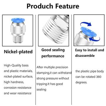 CEKER 8mm Tubing OD Air Fittings for 3D Printer