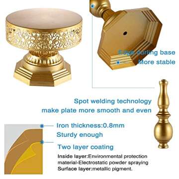 Weharnar Gold Cake Stand Set - 3 Pcs Metal Cake Stands for Dessert Table Round Antique Dessert Display Stands Trays Set for Wedding, Birthday, Bridal & Baby Shower