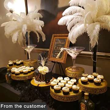 Weharnar Gold Cake Stand Set - 3 Pcs Metal Cake Stands for Dessert Table Round Antique Dessert Display Stands Trays Set for Wedding, Birthday, Bridal & Baby Shower