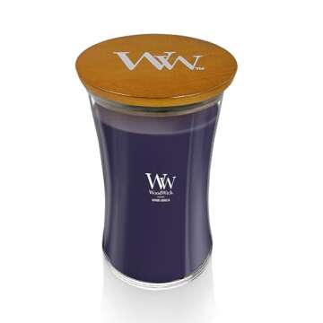 WoodWick Large Hourglass Candle, Hinoki Dahlia - Premium Soy Blend Wax, Pluswick Innovation Wood Wick, Made in USA