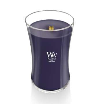WoodWick Large Hourglass Candle, Hinoki Dahlia - Premium Soy Blend Wax, Pluswick Innovation Wood Wick, Made in USA