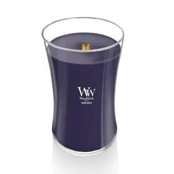 WoodWick Large Hourglass Candle, Hinoki Dahlia - Premium Soy Blend Wax, Pluswick Innovation Wood Wick, Made in USA