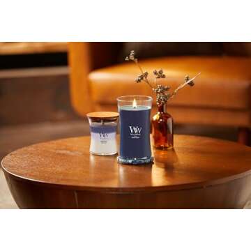 WoodWick Large Hourglass Candle, Hinoki Dahlia - Premium Soy Blend Wax, Pluswick Innovation Wood Wick, Made in USA