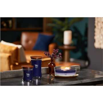 WoodWick Large Hourglass Candle, Hinoki Dahlia - Premium Soy Blend Wax, Pluswick Innovation Wood Wick, Made in USA