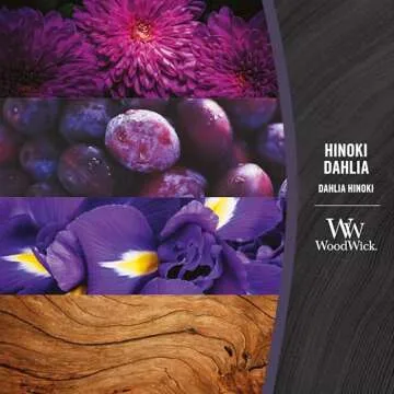 WoodWick Large Hourglass Candle, Hinoki Dahlia - Premium Soy Blend Wax, Pluswick Innovation Wood Wick, Made in USA