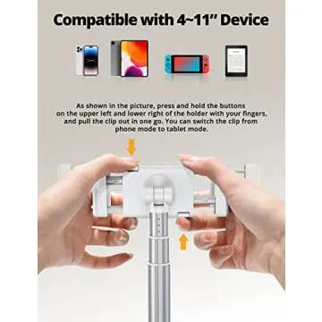 SupeDesk Adjustable Tablet Holder - Flexible Arm Stand, 4-11" Phone/Tablet/iPad/iPhone Holder, 360 Rotate for Bedside, Sofa, Table, Desk, White