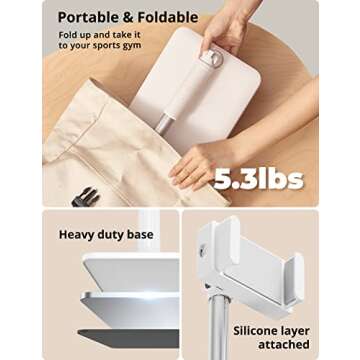 SupeDesk Adjustable Tablet Holder - Flexible Arm Stand, 4-11" Phone/Tablet/iPad/iPhone Holder, 360 Rotate for Bedside, Sofa, Table, Desk, White