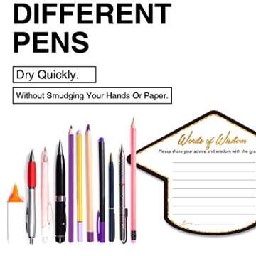 Yuzi-n Graduation Advice Cards for The Graduate (50 Pack), High School or College Graduation Party Games Decorations Supplies, Well Wishes Cards for Graduates, Advice For The Graduate Cards (Black)